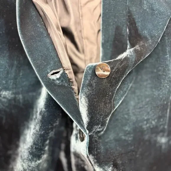 Chicos Green Silk & Velvet Painted Butterfly Kimono Blazer Jacket Size 2 (L/12) - Picture 9 of 12